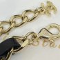 CHANEL Enamel Pearl Sunflower CC Black Leather Gold Necklace 23C NIB