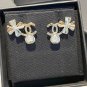 CHANEL Clover Crystal Heart CC Gold Metal Stud Earrings 2022 NIB