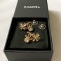 CHANEL Clover Crystal Heart CC Gold Metal Stud Earrings 2022 NIB