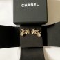 CHANEL Clover Crystal Heart CC Gold Metal Stud Earrings 2022 NIB