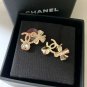 CHANEL Clover Crystal Heart CC Gold Metal Stud Earrings 2022 NIB