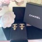 CHANEL Gold Crystal CC Stud Heart Dangle Drop Earrings 2023 NIB