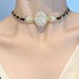 CHANEL CC Gold Coin Medallion Crystal Pearl Leather Choker Necklace NIB