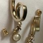 CHANEL Rhinestone Gold Twist Metal CC Dangle Pearl Drop Earrings NIB
