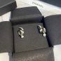 CHANEL Rhinestone Gold Twist Metal CC Dangle Pearl Drop Earrings NIB