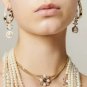 CHANEL Rhinestone Gold Twist Metal CC Dangle Pearl Drop Earrings NIB