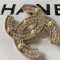 CHANEL CC Crystal Pearl Gold Metal Hollow Brooch Pin 2022 NIB