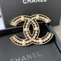 CHANEL CC Crystal Pearl Gold Metal Hollow Brooch Pin 2022 NIB