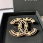 CHANEL CC Crystal Pearl Gold Metal Hollow Brooch Pin 2022 NIB