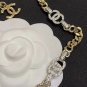 CHANEL 3 Silver Crystal CC Light Gold Cuban Chain Choker Necklace NIB