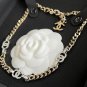 CHANEL 3 Silver Crystal CC Light Gold Cuban Chain Choker Necklace NIB