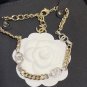 CHANEL 3 Silver Crystal CC Light Gold Cuban Chain Choker Necklace NIB