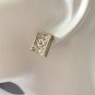 CHANEL Gold Square Hollow Baguette Crystal Pearl CC Stud Earrings 2023 NIB