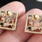 CHANEL Gold Square Hollow Baguette Crystal Pearl CC Stud Earrings 2023 NIB