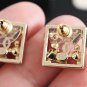 CHANEL Gold Square Hollow Baguette Crystal Pearl CC Stud Earrings 2023 NIB