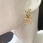 CHANEL Gold Metal Heart Hoop Crystal CC Drop Earrings 2023 NIB