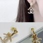CHANEL Gold Metal Heart Hoop Crystal CC Drop Earrings 2023 NIB