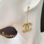 CHANEL Classic Gold Chain Wheat Pattern CC Dangle Drop Earrings NIB
