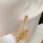 CHANEL Classic Gold Chain Wheat Pattern CC Dangle Drop Earrings NIB