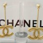 CHANEL Classic Gold Chain Wheat Pattern CC Dangle Drop Earrings NIB