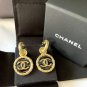 CHANEL Vintage Gold Medal Black Enamel CC Dangle Drop Earrings NIB