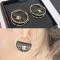 CHANEL Black Matelasse CC Turnlock Flap Bag Gold Metal Hoop Earrings 23C NIB