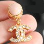 CHANEL Vintage Nude Pink Enamel Gold Metal Crystal CC Drop Earrings 2022 NIB
