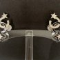 CHANEL Black White CC Crystal Star Stud Earrings Silver Metal Ear Clip 23K NIB
