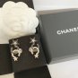 CHANEL Black White CC Crystal Star Stud Earrings Silver Metal Ear Clip 23K NIB