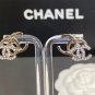 CHANEL Gold Metal White Crystal Double Duo CC Stud Earrings 2023 NIB