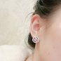 CHANEL Camelia Silver Crystal CC Stud Earrings Classic Authentic NIB