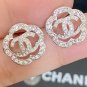 CHANEL Camelia Silver Crystal CC Stud Earrings Classic Authentic NIB