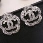 CHANEL Camelia Silver Crystal CC Stud Earrings Classic Authentic NIB