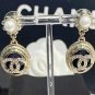 CHANEL Pearl Stud Gold Black Marble Medal Crystal CC Drop Earrings NIB