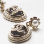 CHANEL Pearl Stud Gold Black Marble Medal Crystal CC Drop Earrings NIB