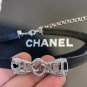 CHANEL CHIC Black Leather Choker Necklace Silver Crystal CC 2022 NIB