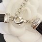 CHANEL CHIC Black Leather Choker Necklace Silver Crystal CC 2022 NIB