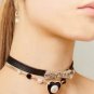 CHANEL CHIC Black Leather Choker Necklace Silver Crystal CC 2022 NIB