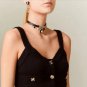 CHANEL CHIC Black Leather Choker Necklace Silver Crystal CC 2022 NIB