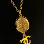 CHANEL Runway Black White Enamel Crystal Pendant Gold Metal CC Necklace NIB