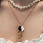 CHANEL Runway Black White Enamel Crystal Pendant Gold Metal CC Necklace NIB