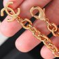 CHANEL White Enamel Heart Red Ruby Glass Pendant Gold CC Chain Necklace NIB