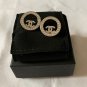 CHANEL Crystal Silver Medium Circle CC Stud Earrings CLASSIC 23V NIB