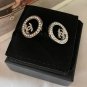 CHANEL Crystal Silver Medium Circle CC Stud Earrings CLASSIC 23V NIB