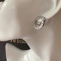 CHANEL Crystal Silver Medium Circle CC Stud Earrings CLASSIC 23V NIB