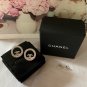 CHANEL Crystal Silver Medium Circle CC Stud Earrings CLASSIC 23V NIB