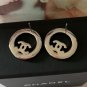 CHANEL Crystal Silver Medium Circle CC Stud Earrings CLASSIC 23V NIB