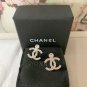 CHANEL Round Stud Link Crystal Silver CC Earrings 2023 NIB