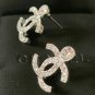 CHANEL Round Stud Link Crystal Silver CC Earrings 2023 NIB