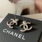 CHANEL Round Stud Link Crystal Silver CC Earrings 2023 NIB